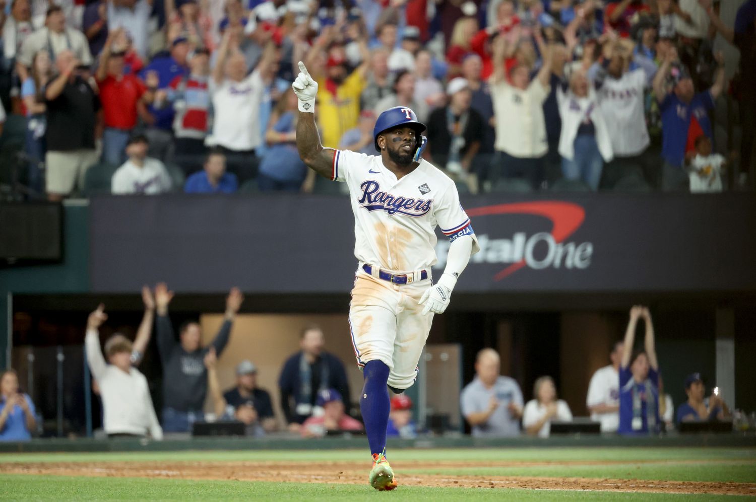 Adolis Garcia hits a game-winning solo home run in 11th inning in Game 1 of the World Series to beat the Arizona Diamondbacks 6-5  Friday night at Globe Life Field.